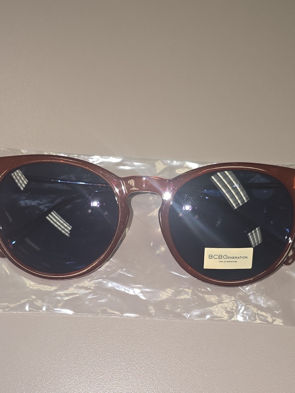 NWT BCBGeneration Allure Round Sunglasses - Milky Crystal Brown